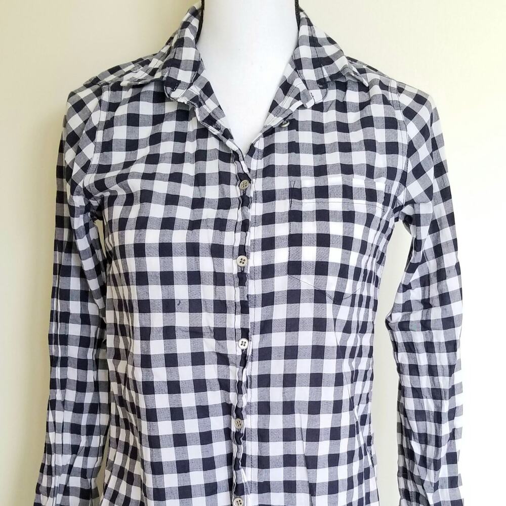 J. Crew Casual Buttondown Shirt Blue & White Size XS